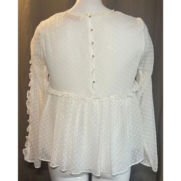 ZARA Trafaluc Collection Boho Top Embroidered Floral Peplum Ruffled Size Small - Picture 12 of 15
